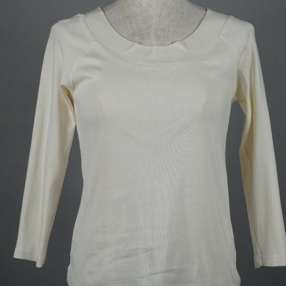 Talbots Boat neck Long Sleeve Top White Small